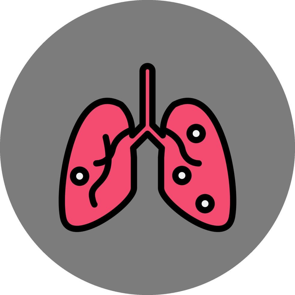 Damage Lungs Filled Grey Circle Icon vector