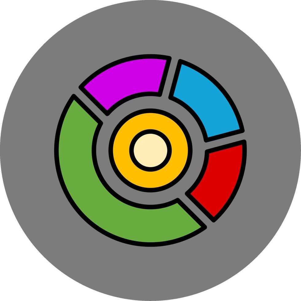 Marked Donut Chart Filled Grey Circle Icon vector