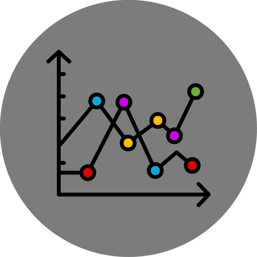 Multiple Line Graph Filled Grey Circle Icon vector