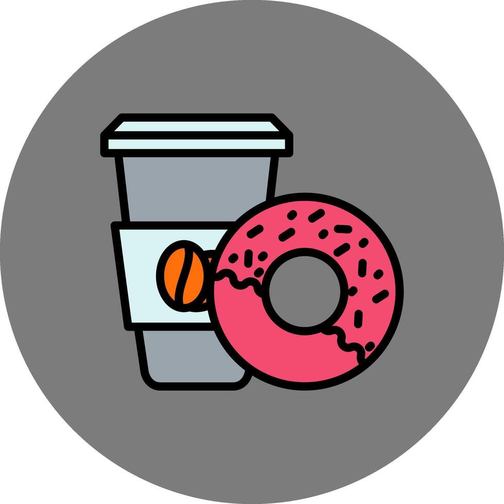 Coffee And Donut Filled Grey Circle Icon vector