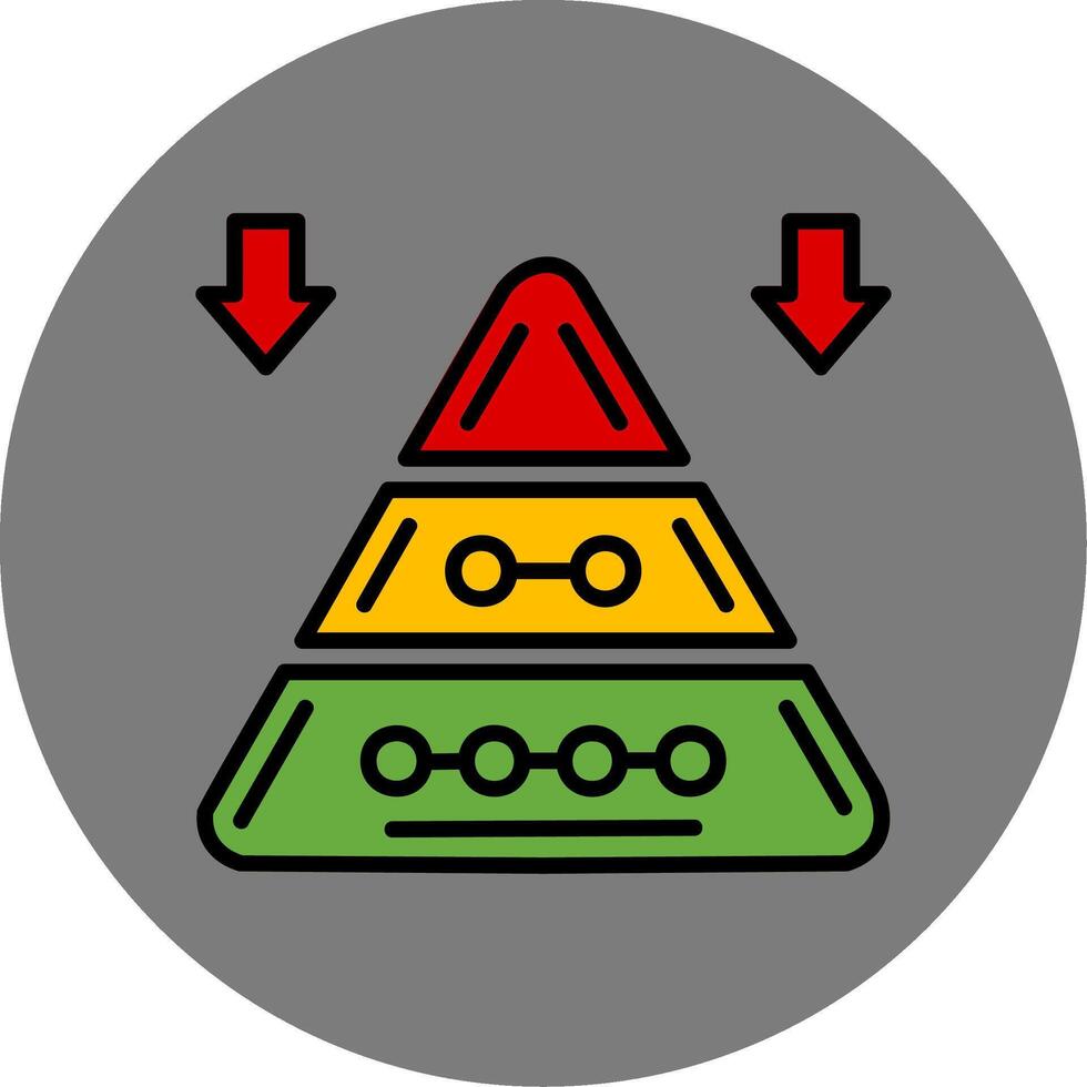 Pyramid Chart Filled Grey Circle Icon vector