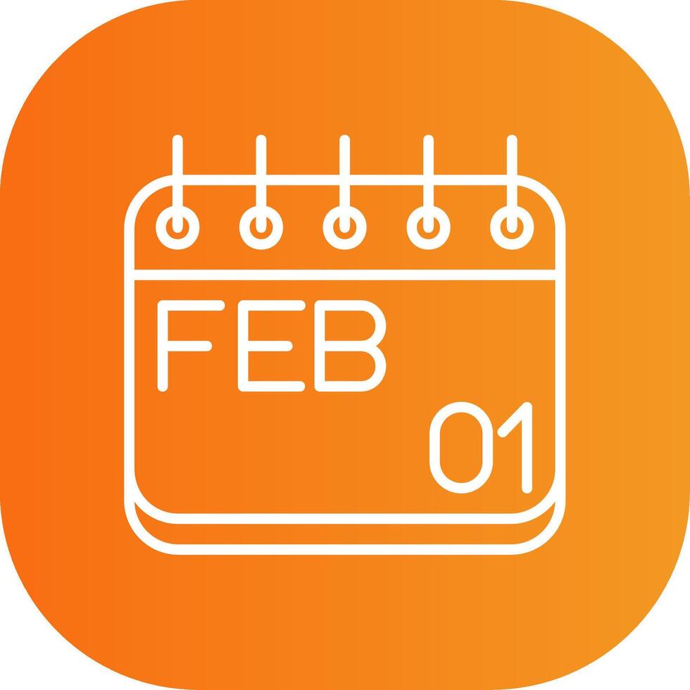 Februray Line Gradient Curve Icon vector
