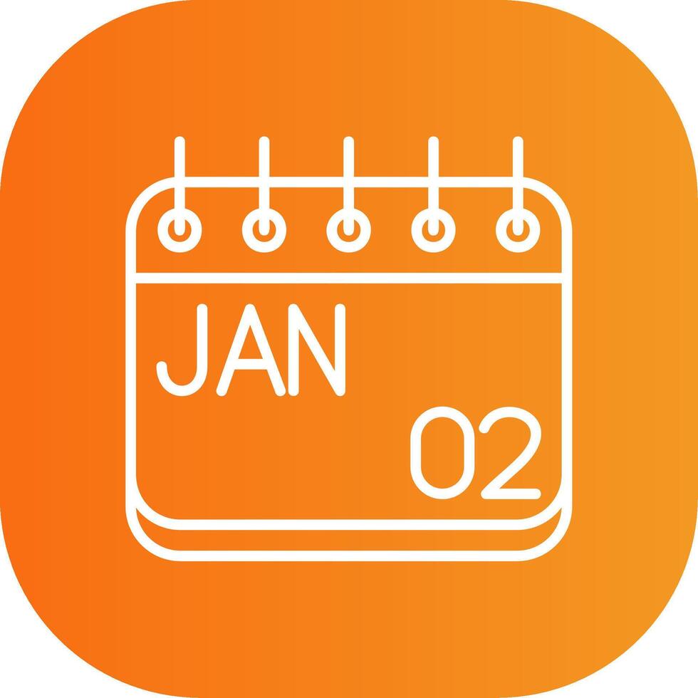 January Line Gradient Curve Icon vector