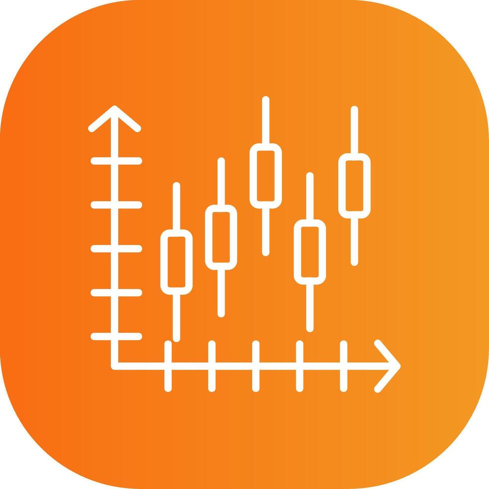 Candlestick Chart Line Gradient Curve Icon vector