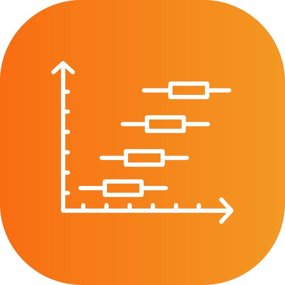 Horizontal Bar Chart Line Gradient Curve Icon vector