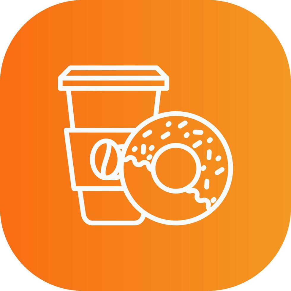 Coffee And Donut Line Gradient Curve Icon vector