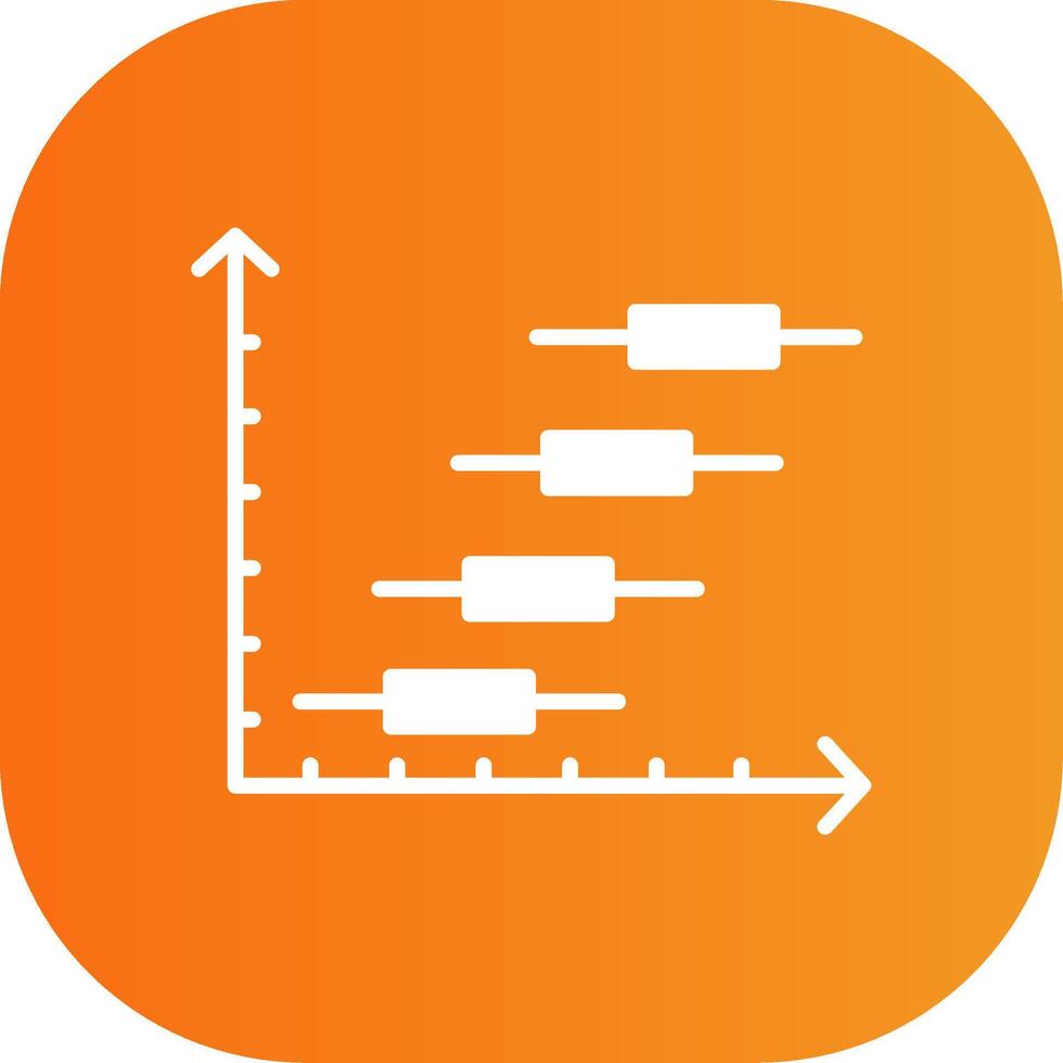 Horizontal Bar Chart Glyph Gradient Curve Icon vector