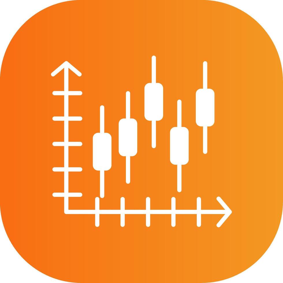 Candlestick Chart Glyph Gradient Curve Icon vector