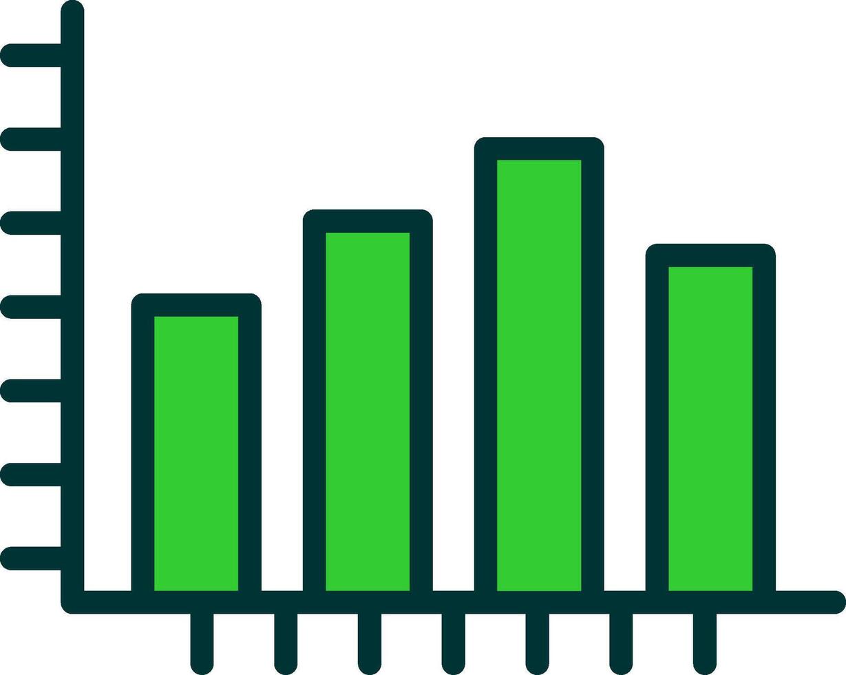 Bar Chart Green Filly Icon vector