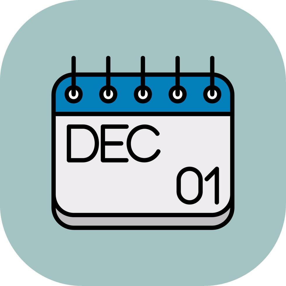 December Line Filled Curve Icon vector