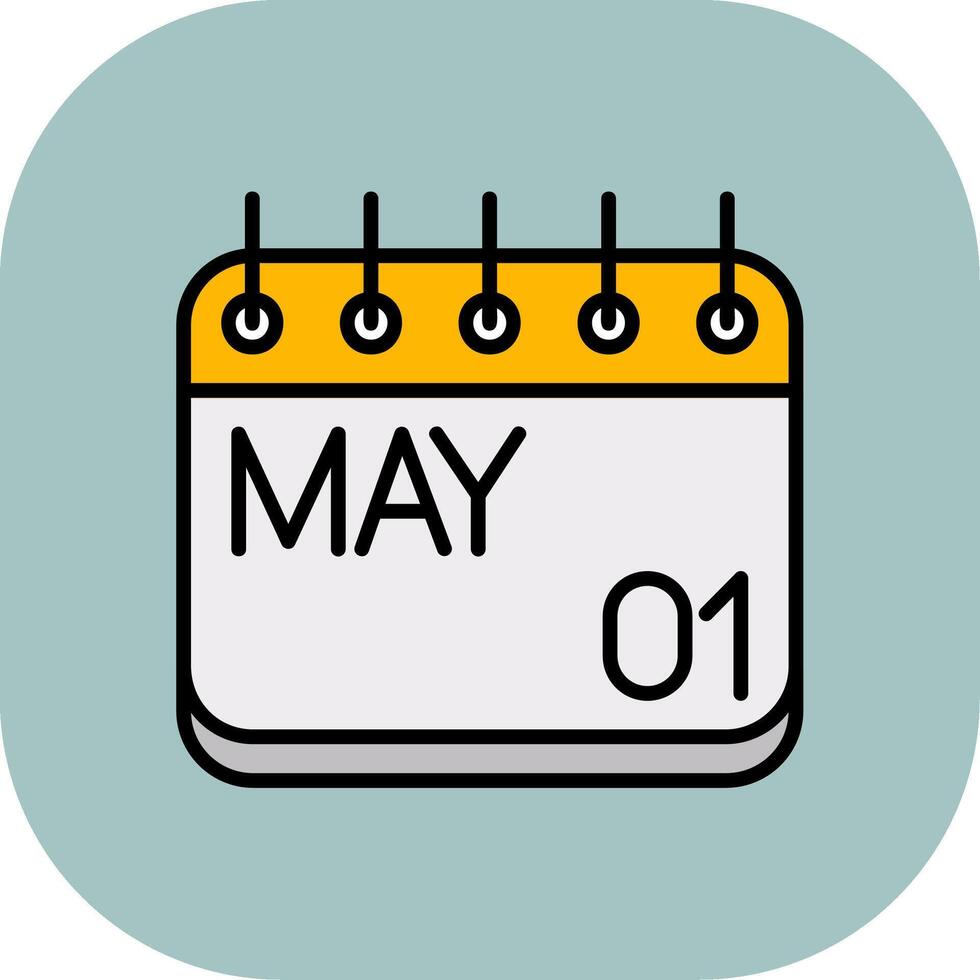 May Line Filled Curve Icon vector