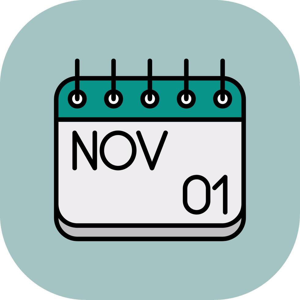 November Line Filled Curve Icon vector