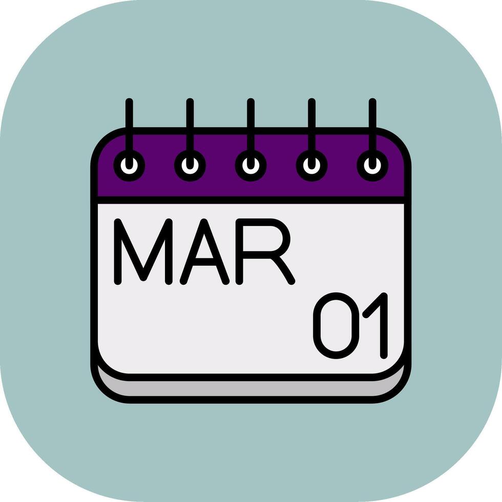 March Line Filled Curve Icon vector