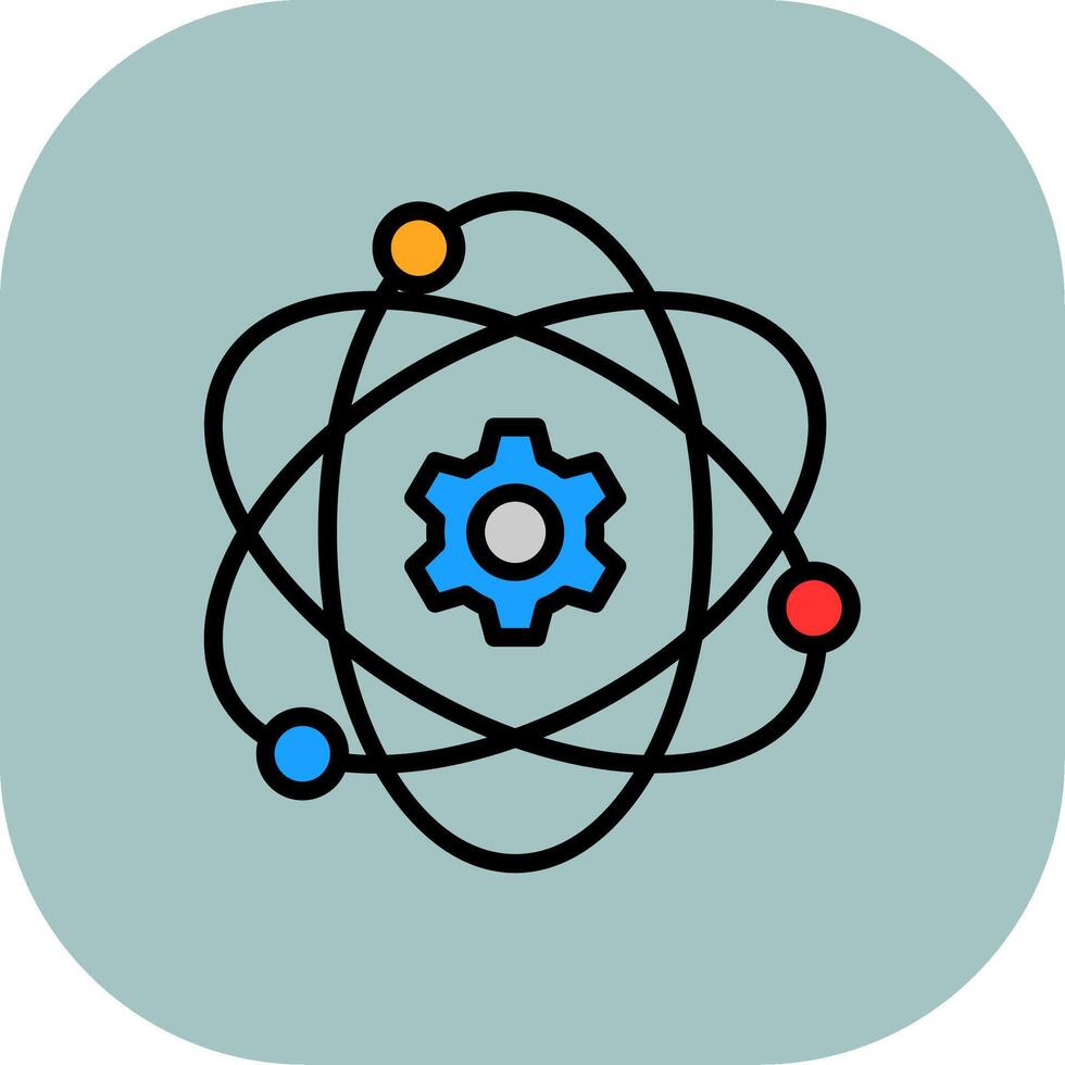 Atom Line Filled Curve Icon vector