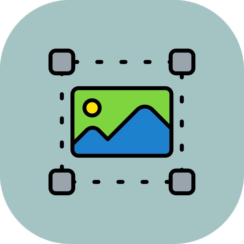 Image Line Filled Curve Icon vector