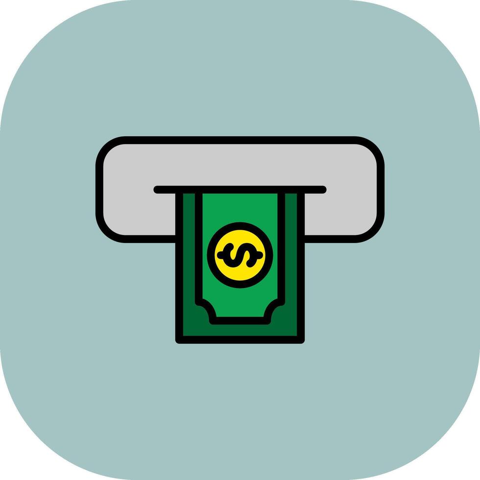 Cash Withdraw Line Filled Curve Icon vector