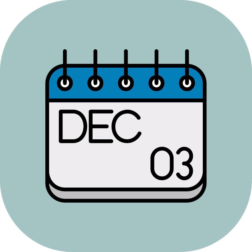 December Line Filled Curve Icon vector