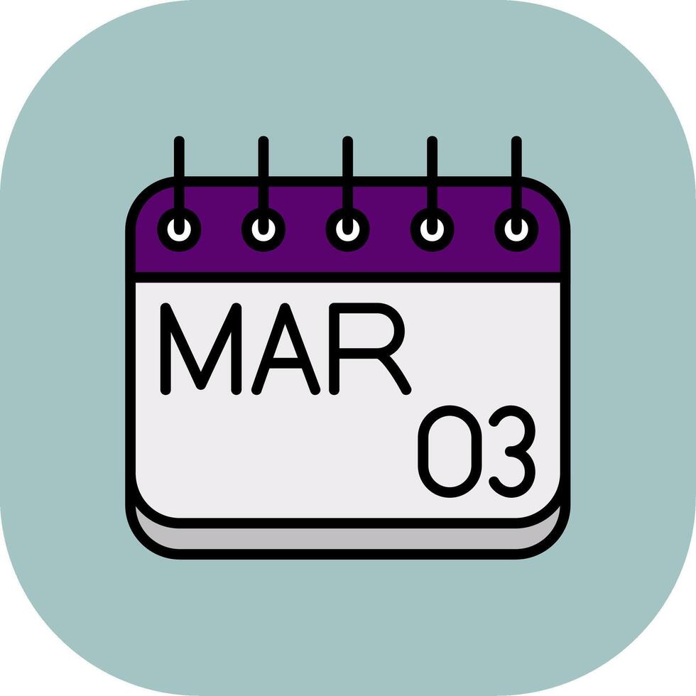 March Line Filled Curve Icon vector