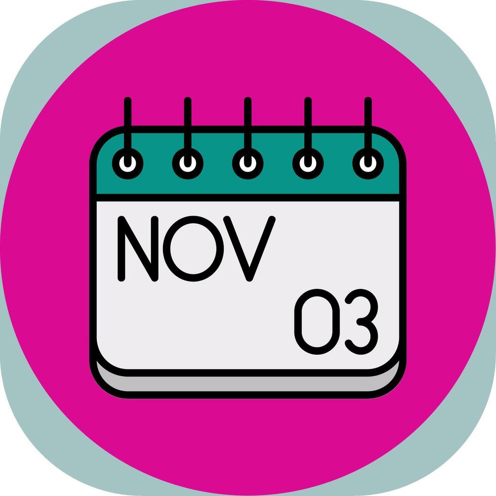 November Line Filled Curve Icon vector