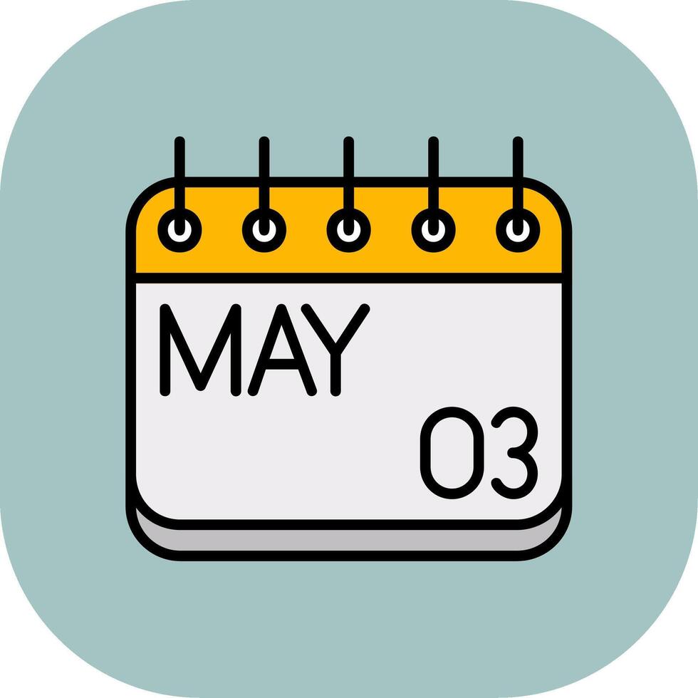 May Line Filled Curve Icon vector