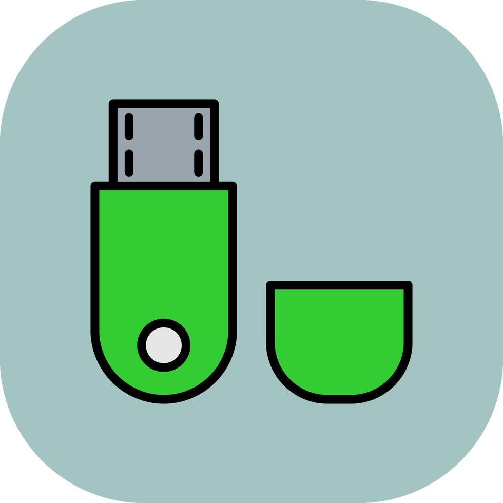 Usb Flash Drive Line Filled Curve Icon vector