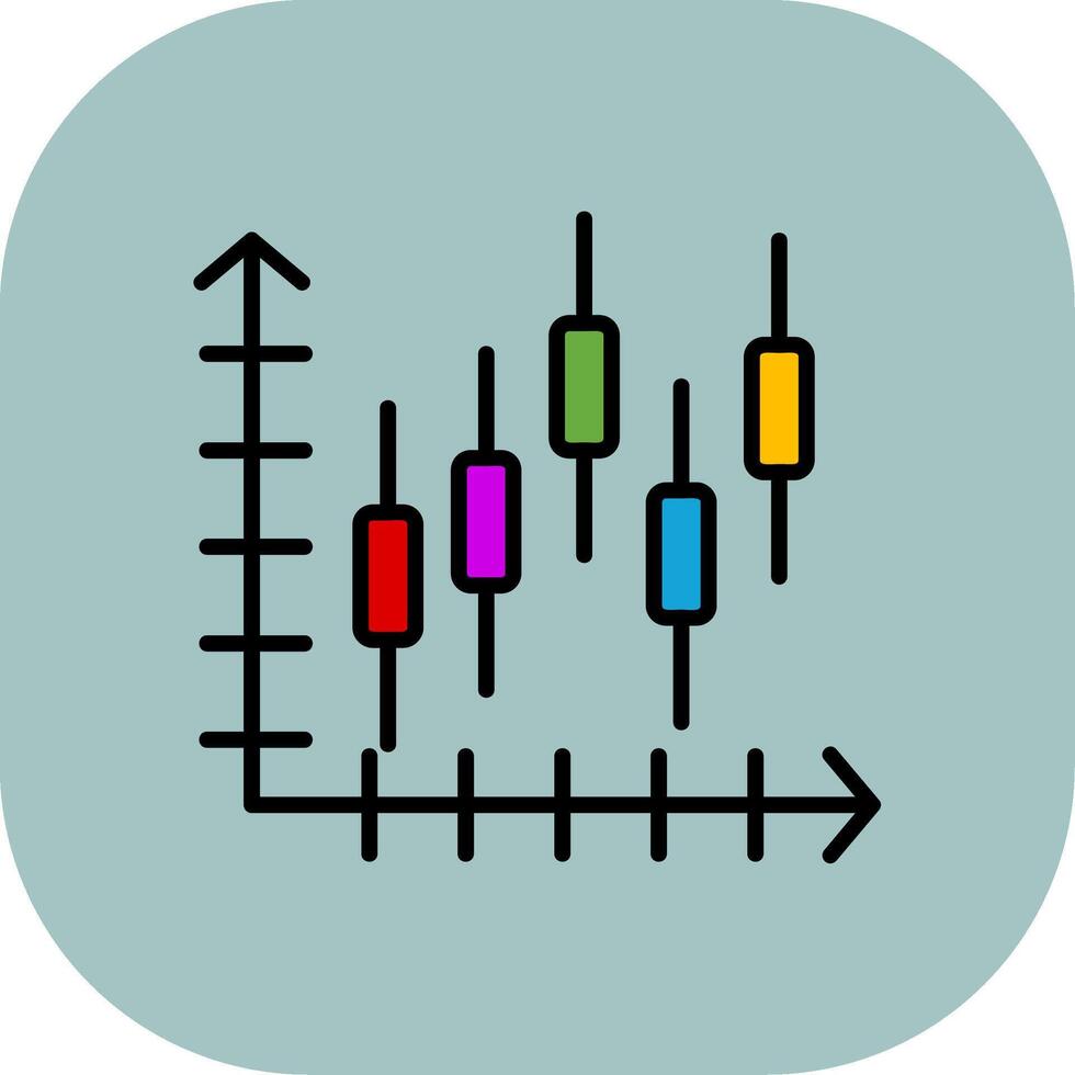Candlestick Chart Line Filled Curve Icon vector