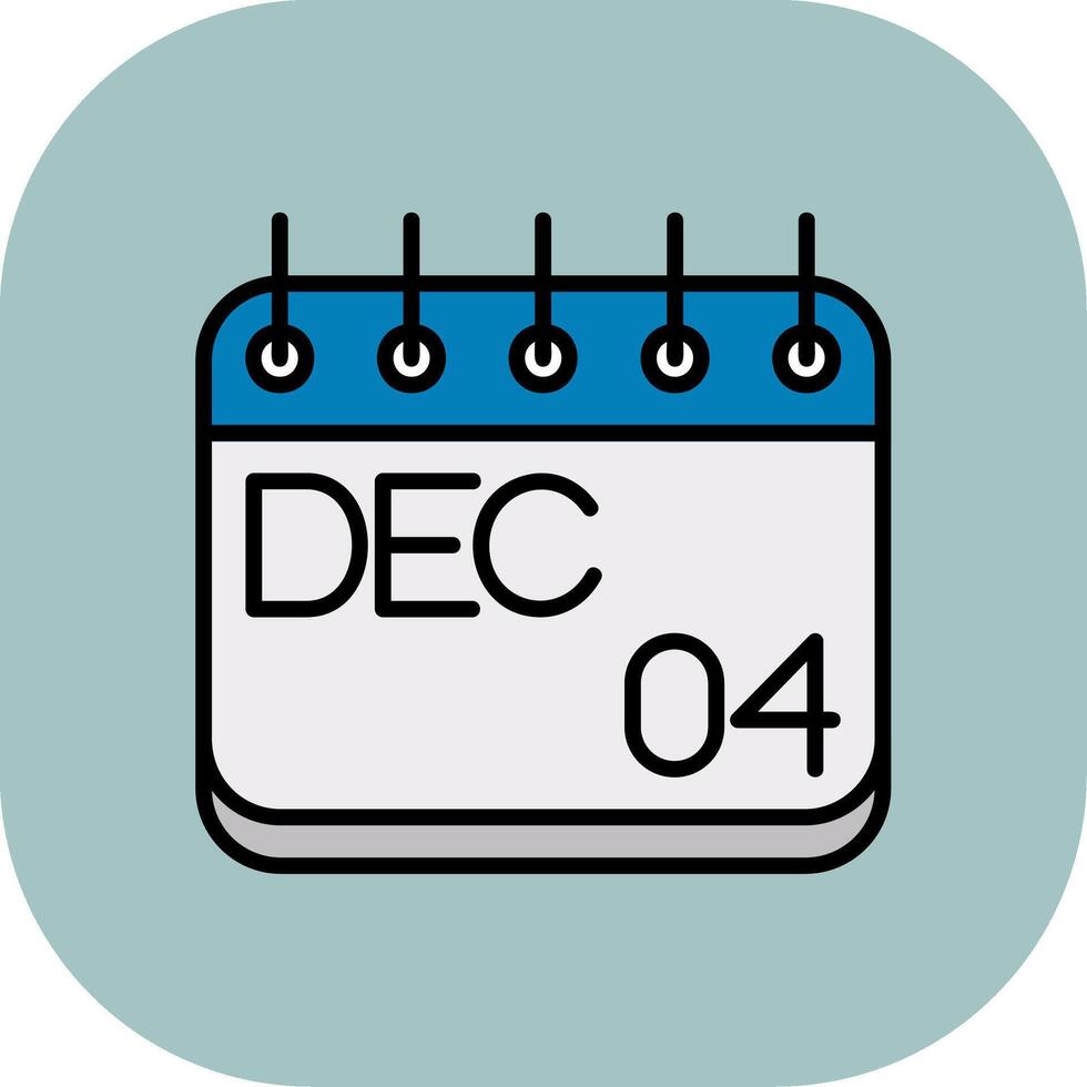 December Line Filled Curve Icon vector
