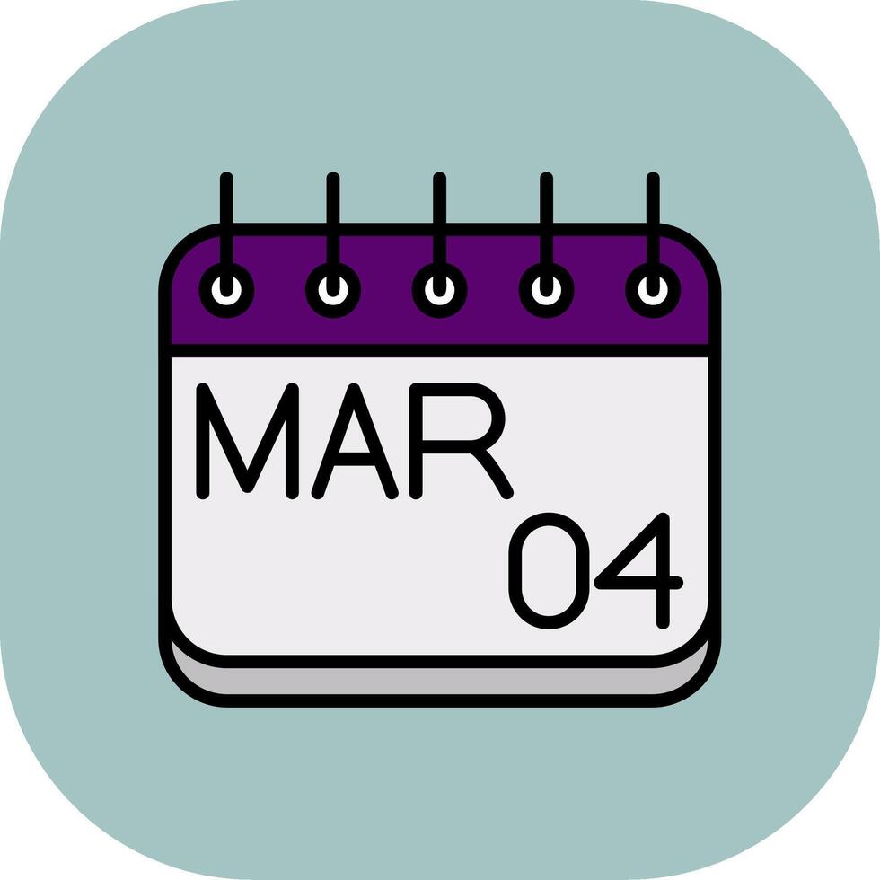 March Line Filled Curve Icon vector