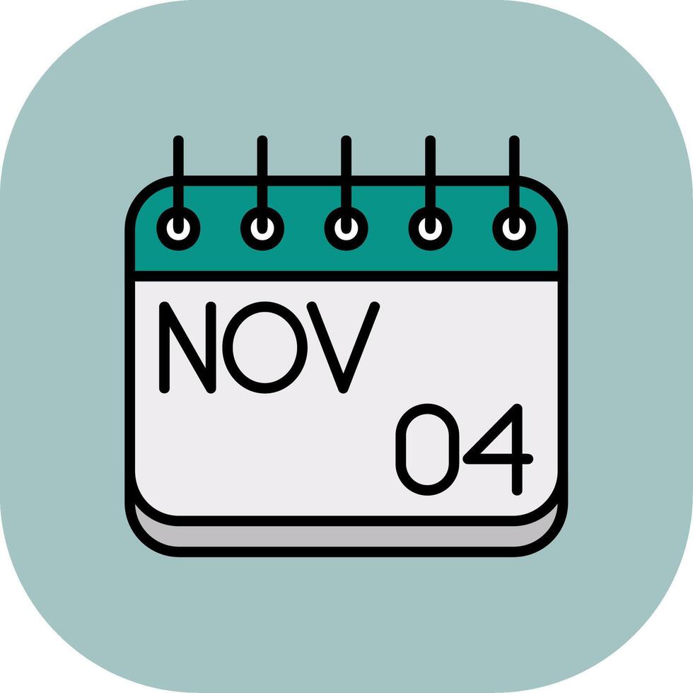 November Line Filled Curve Icon vector