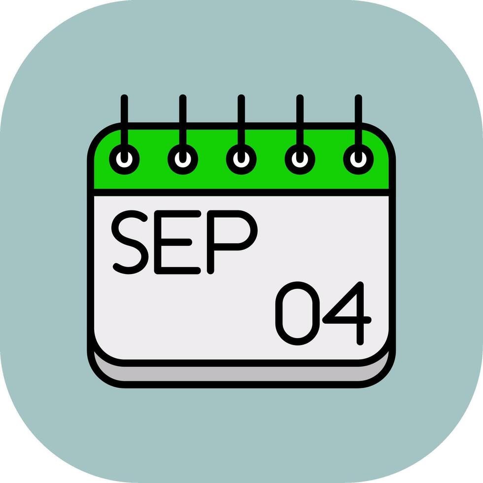 September Line Filled Curve Icon vector