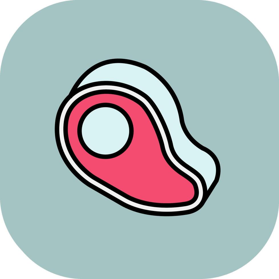 Steak Line Filled Curve Icon vector