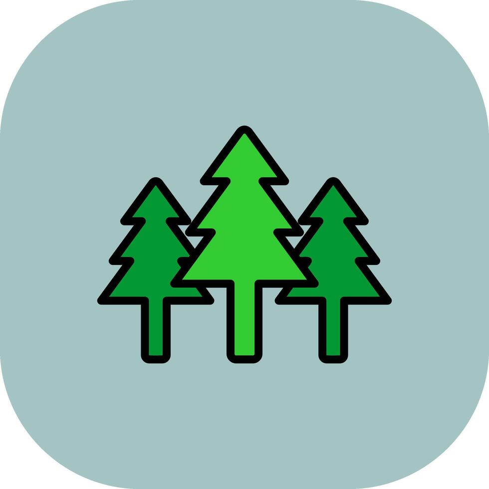 Forest Line Filled Curve Icon vector