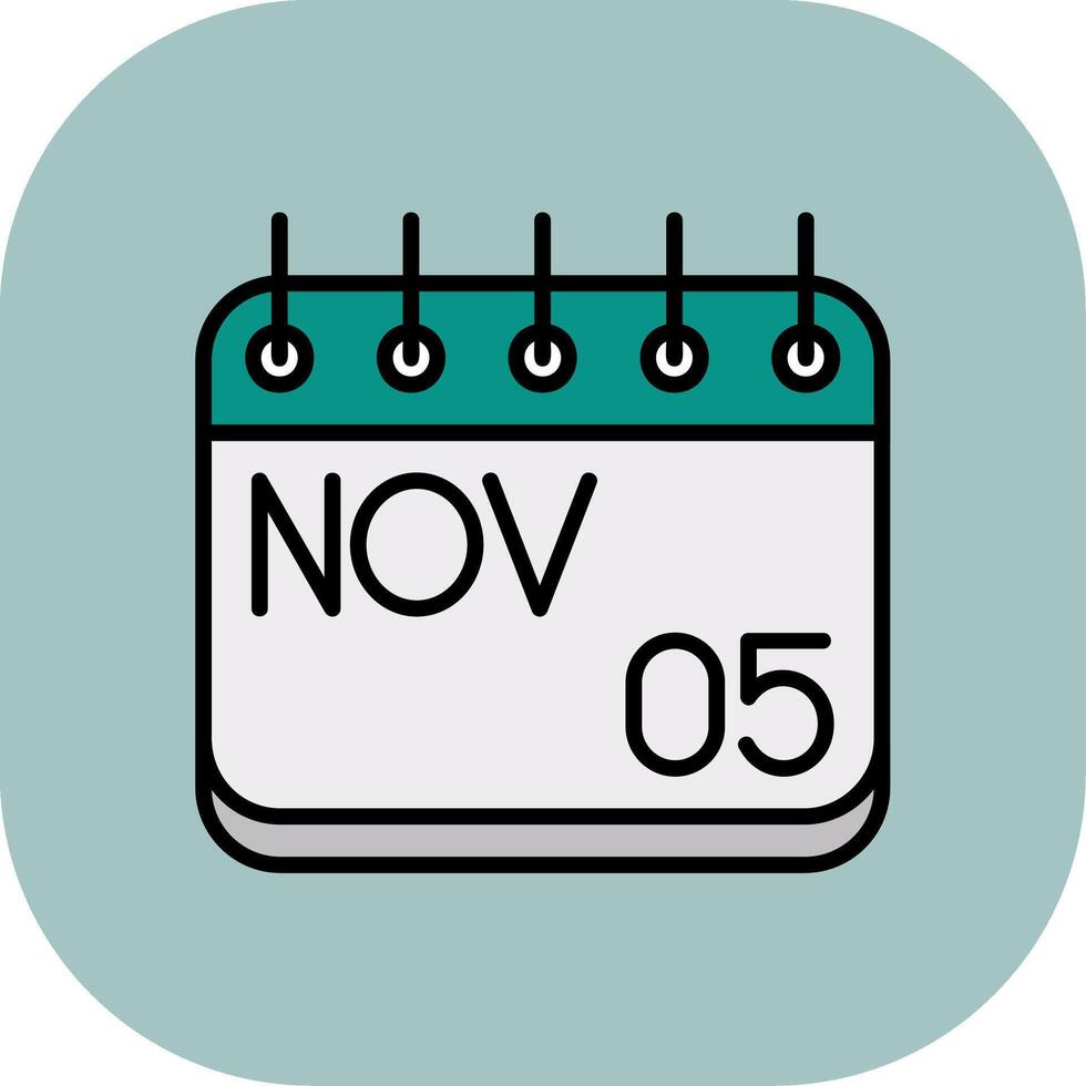 November Line Filled Curve Icon vector
