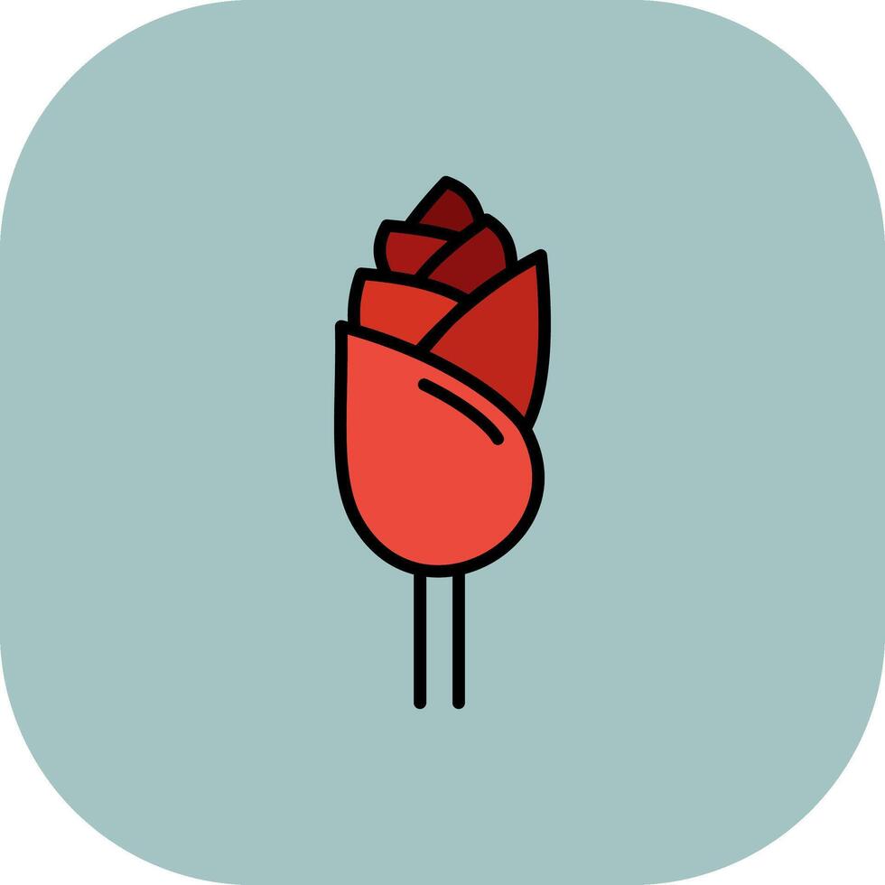 Rose Line Filled Curve Icon vector