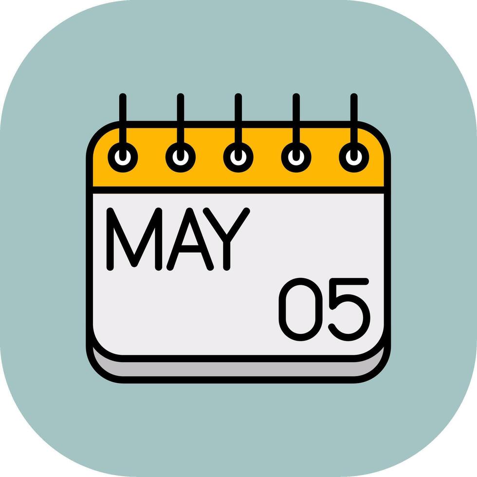 May Line Filled Curve Icon vector