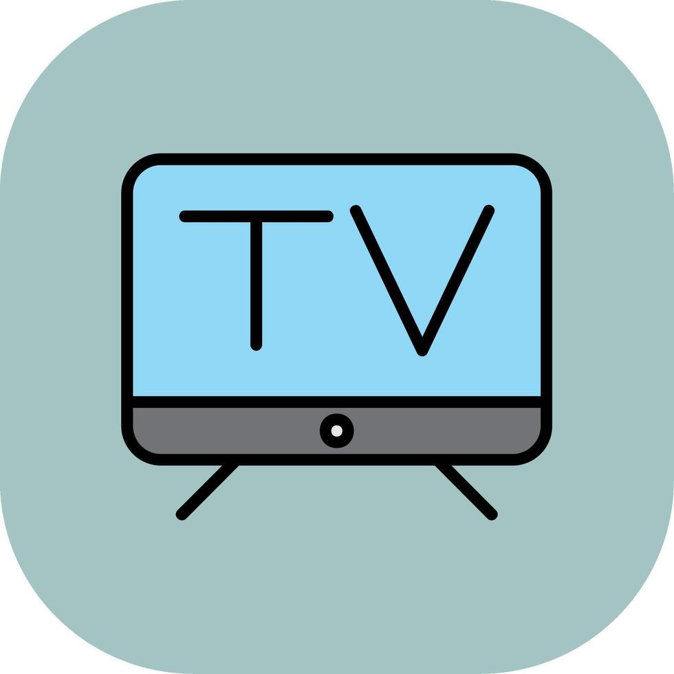 Television Line Filled Curve Icon vector