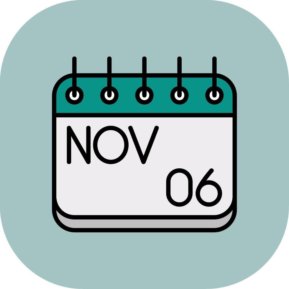 November Line Filled Curve Icon vector