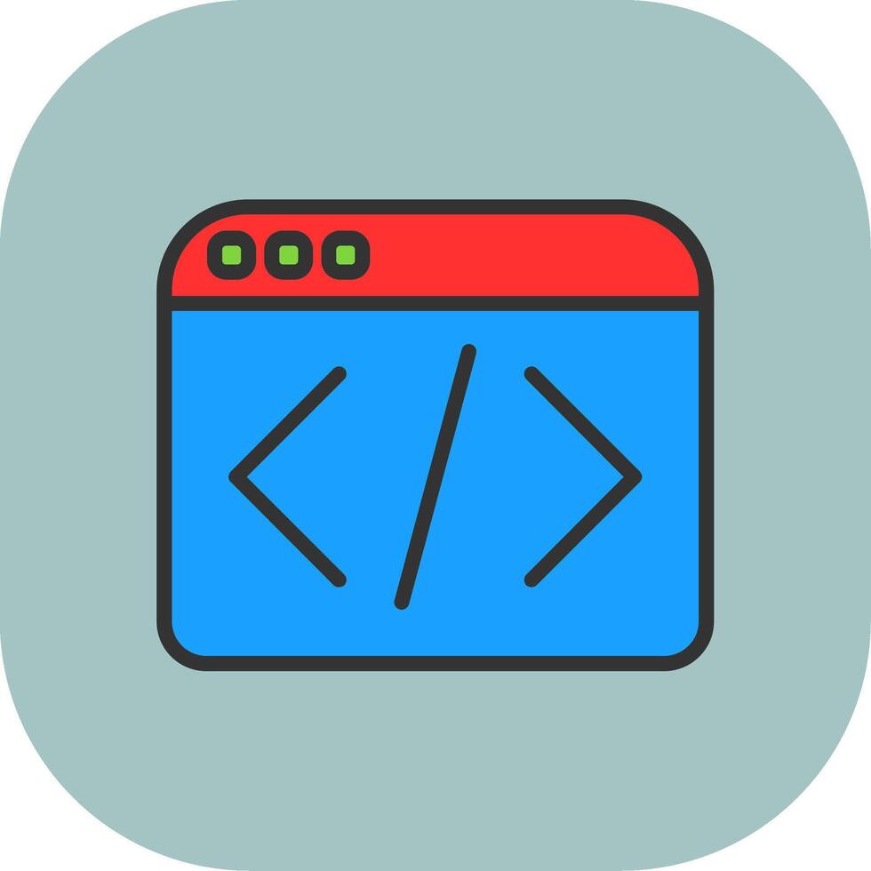 Web Programing Line Filled Curve Icon vector