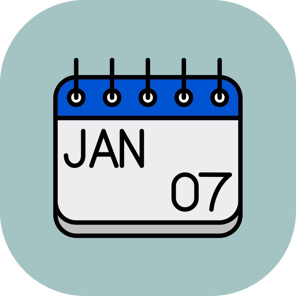 January Line Filled Curve Icon vector