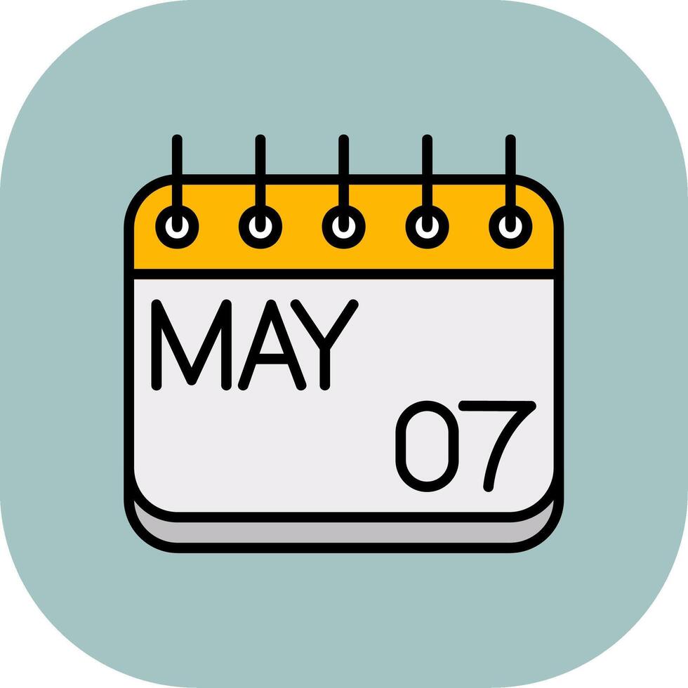 May Line Filled Curve Icon vector