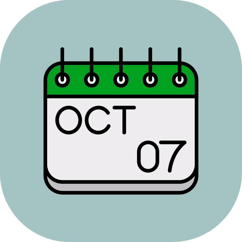 October Line Filled Curve Icon vector