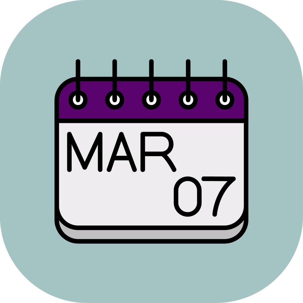 March Line Filled Curve Icon vector