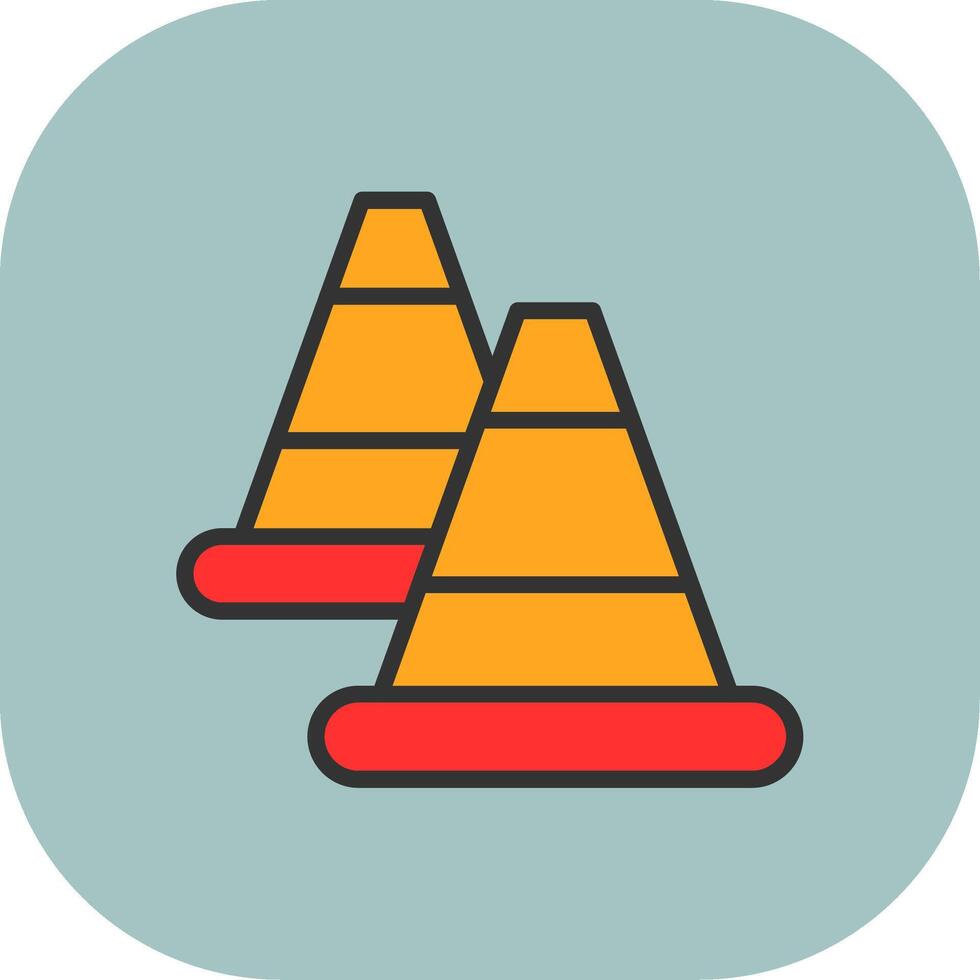 Traffic Cone Line Filled Curve Icon vector