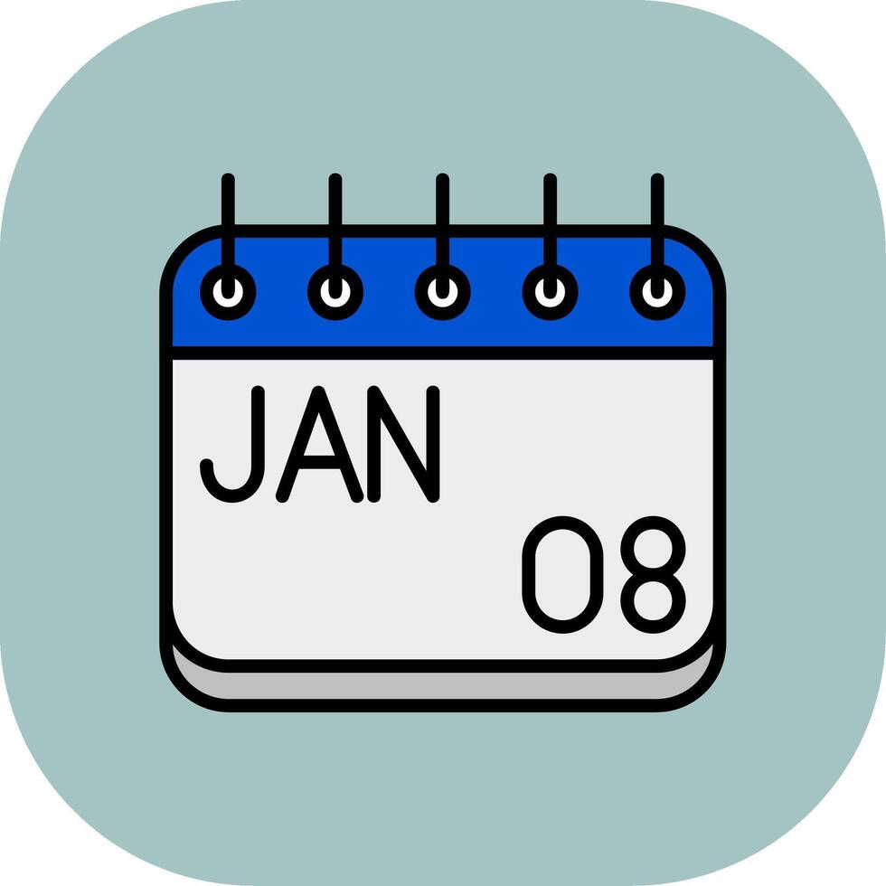 January Line Filled Curve Icon vector