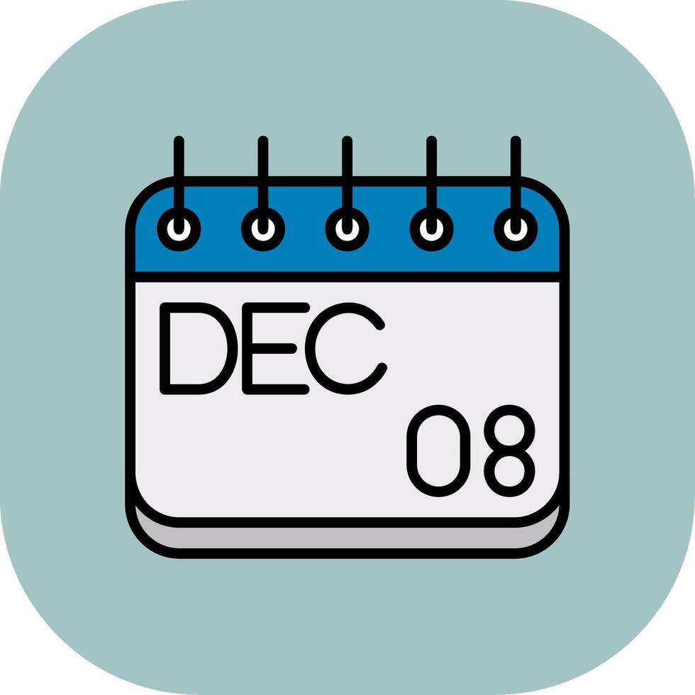 December Line Filled Curve Icon vector