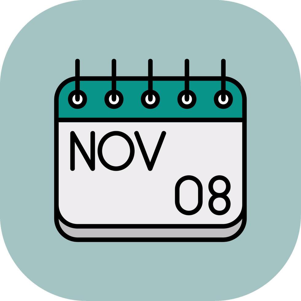 November Line Filled Curve Icon vector