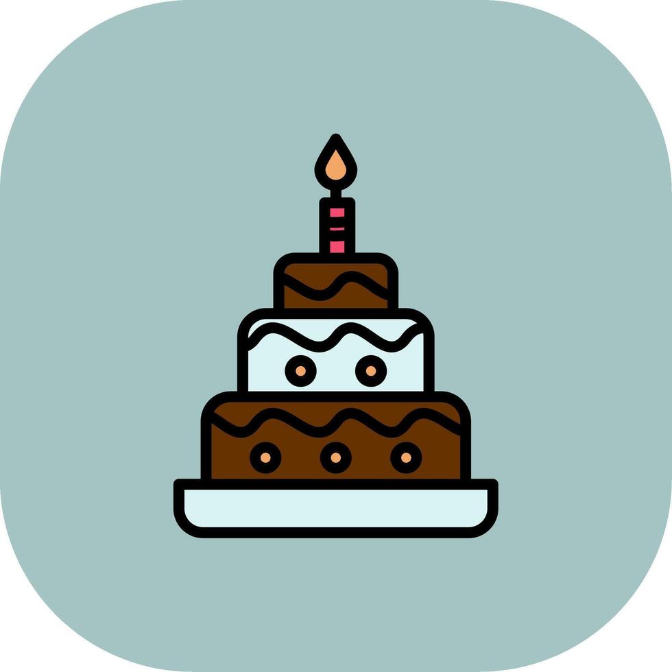 Wedding Cake Line Filled Curve Icon vector