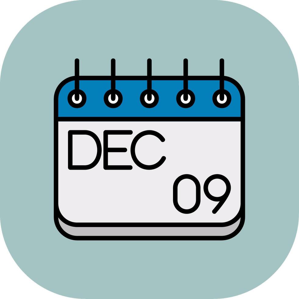 December Line Filled Curve Icon vector