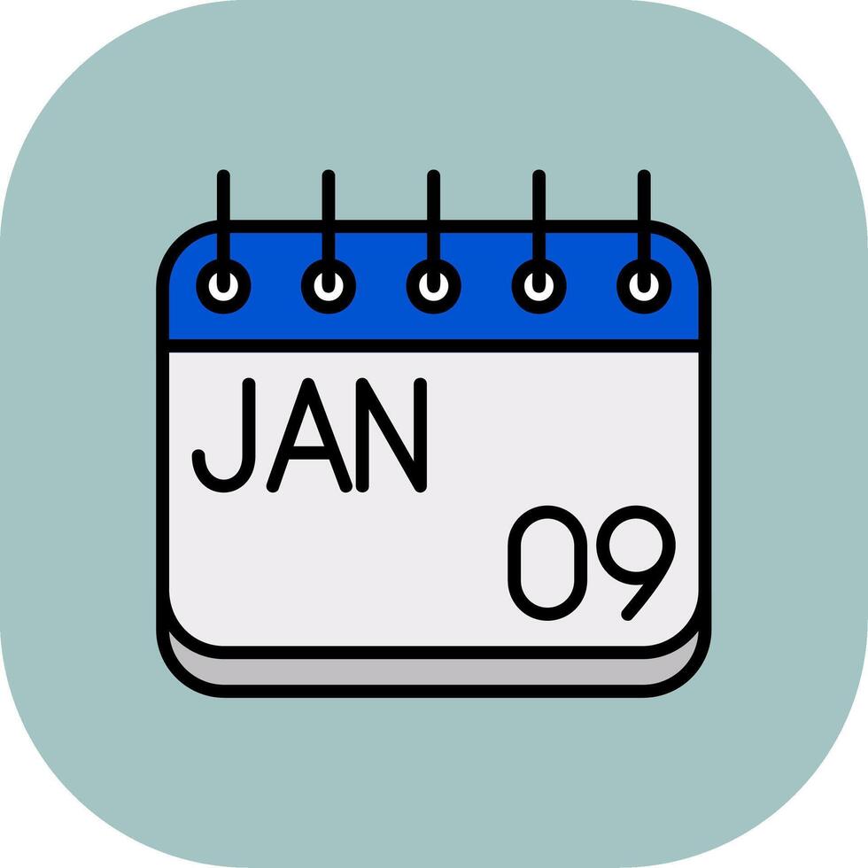 January Line Filled Curve Icon vector