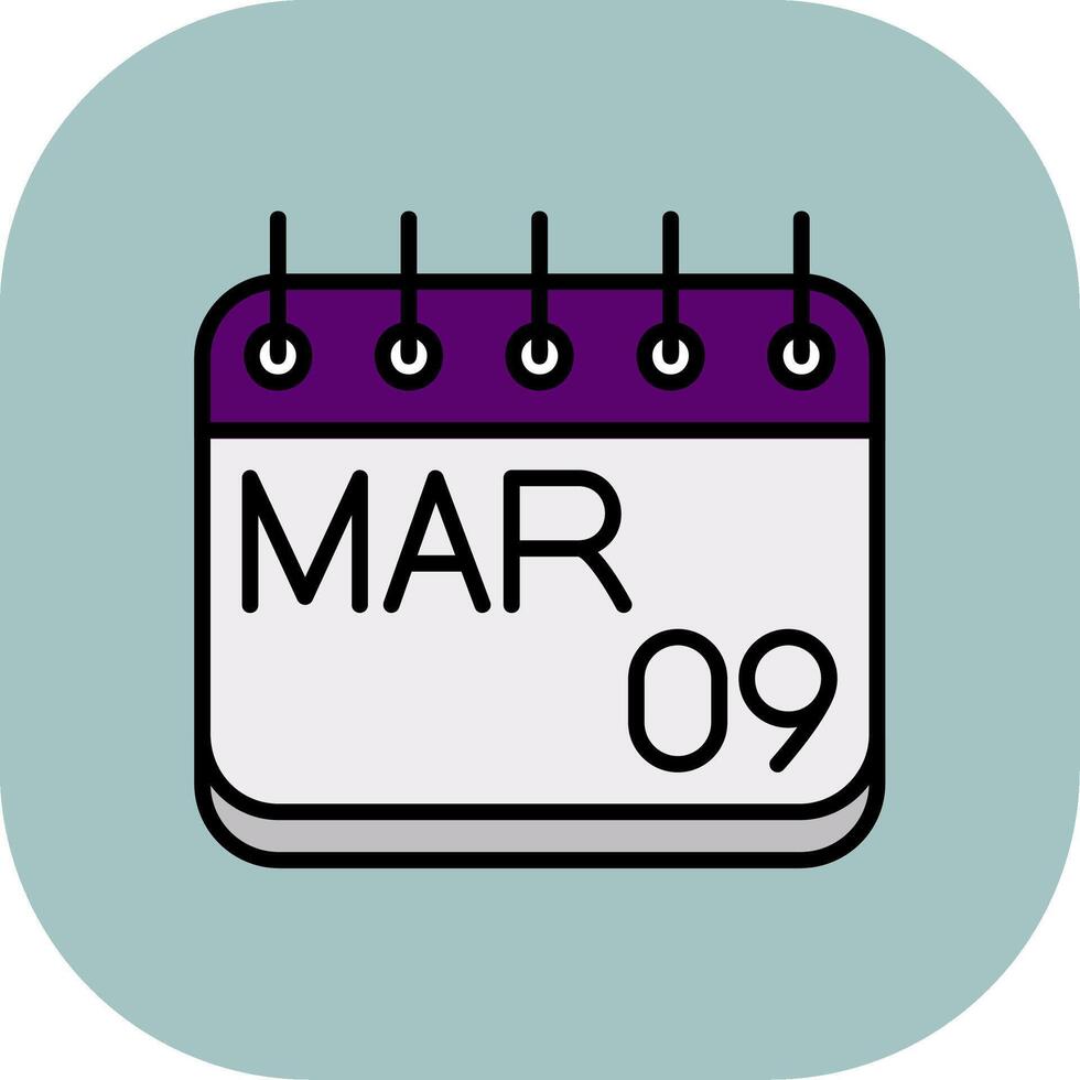 March Line Filled Curve Icon vector